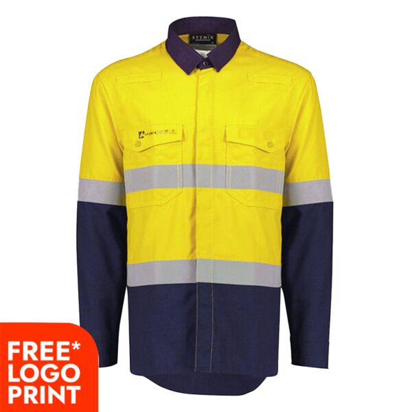 Mens Orange Flame Lightweight Ripstop Spliced Shirt - Hoop Taped Thumbnail