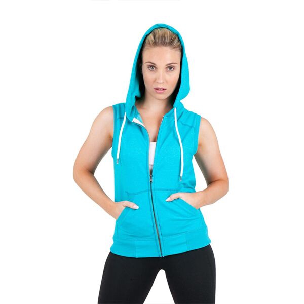 Womens Junior Heather Sleeveless Zip Hoodies - Greatness Range Thumbnail