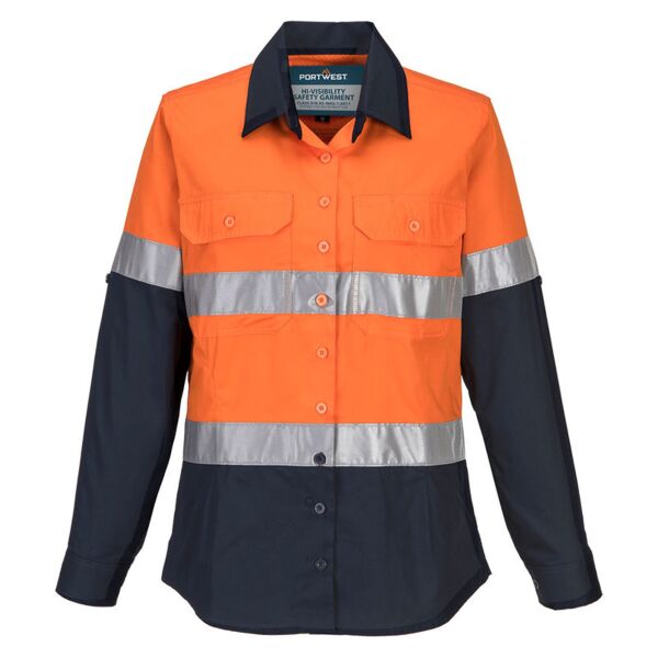 Womens Hi Vis Lightweight Contrast Shirt Long Sleeves Thumbnail