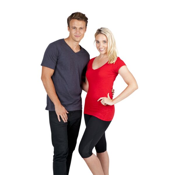 Unisex Raw Cotton Wave V Neck Tee Thumbnail